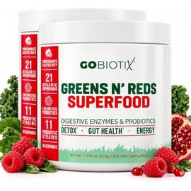GOBIOTIX Polvo de verduras - Superalimento con verduras y hierbas - Suplemento probiótico - Enzimas digestivas y polvo de remolacha - Suplemento