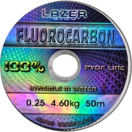 LAZER LINE Fluorocarbon Fishing Line 50 m Diameter 0.25 mm Test 4.6 kg - Transparent Leader Line for Pike Zander Perch Trout Carp - Fluorocarbon Leader - Predator Fishing Line - Fluorescent Carbon