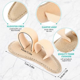 Woanger 8 Pcs Hammer Toe Crest Cushion Soft Straightener Buttress Pads Splint Reduces Pressure from Calluses and Hammer Toes, Medium, Right, Left (Two Toes,Beige)