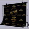 Officially Retired Black Golden Banner Backdrop for Photography, 9x6FT, Happy