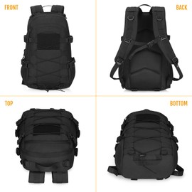 HUNTVP 25L Tactical Backpack Military Backpack MOLLE Bag Outdoor Hunting Rucksack Gear Assault Travel Daily Pack Bag(Black)