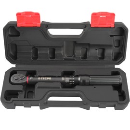 TECPO Torque Wrench 1/4 Inch, 5-25 Nm, Sliding Lock for Fixation, with Click Signal, Calibrated with ±3% Accuracy, Fine Scale 0.1 Nm, Length 250 mm, Car Kilo Wrench Made of Chrome Vanadium Steel