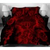 YSJ 3 PCS Duvet Cover Set with Zipper Closure,Ties-Black Red