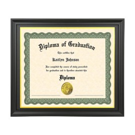 LTYHHK 10x12 Diploma Frame Solid Wood Black, Displays10x12 Diplomas with Black Over Gold Mat or 11x14 Inch Without Mat 10x12 Diploma Frame10x12 inch Certificate Frames (L23B1114BG1012)