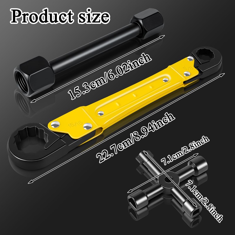 Ponpon Angle Stop Wrench Kit, Plumbing Tools, Angle-on Plumber Wrench