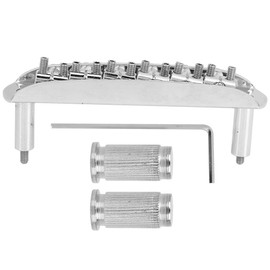 Guitar Bridge,Guitar Bridge Threaded Saddle Bridge Electric Guitar Accessories Parts for Mustang Jag J Master Style Guitars(Silver)