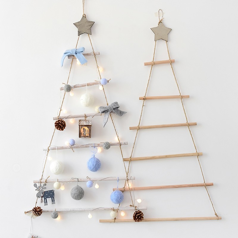 Wooden Hanging Ornaments with Star and Rope Decoration for Wall