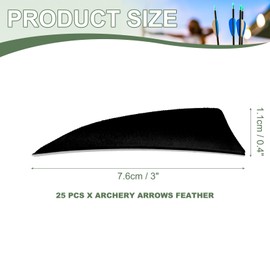 YELARXI Arrow Vanes Turkey Archery Arrows Feather Fletching, 3 Inch Left Wing Fit for Hunting Target Shooting (25Pcs Black)