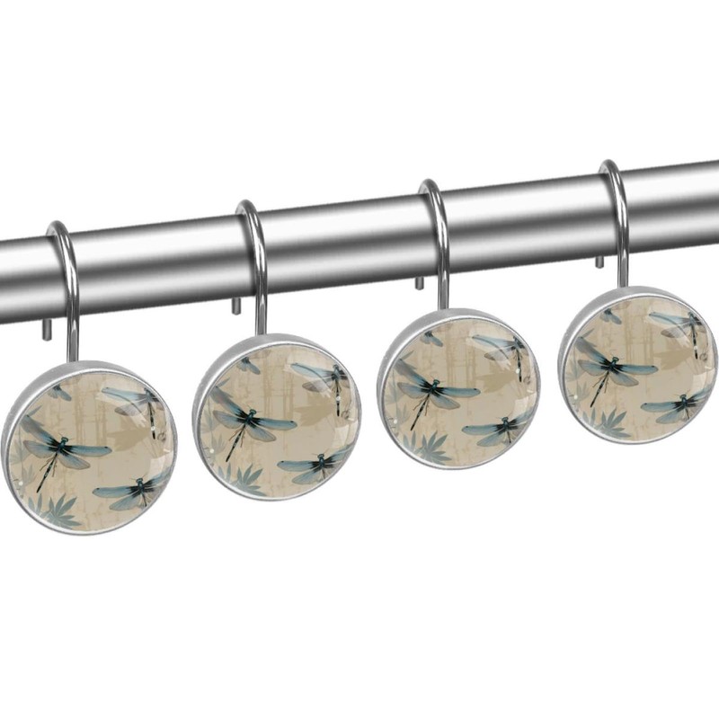 FVQL 12 Pieces Shower Curtain Hooks Shower Rings for Curtain