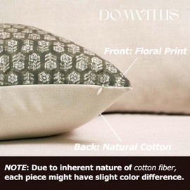 DOMVITUS Pillow Covers 20x20, Floral Pillow Covers, Couch Pillows for Living Room, Decorative Farmhouse Accent Print Throw Pillow Covers, 1PC, Olive Green
