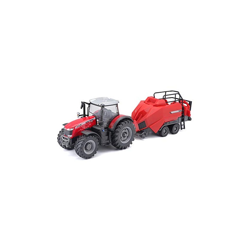 Bburago B18-31667 10CM Massey FERGUSSON 8740S Tractor with BALER Lifter,
