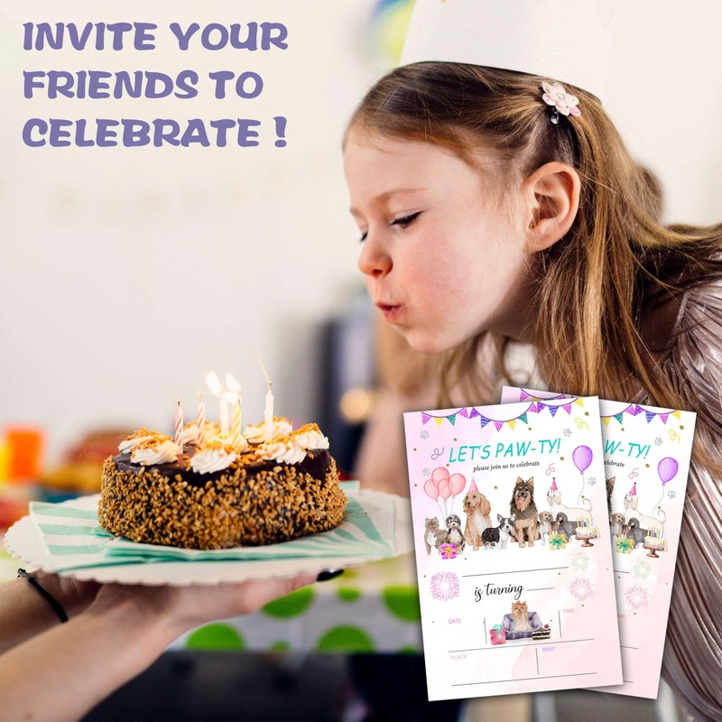 Puppy Dog Birthday Party Invitation, Let's Paw-ty Themed Fill-In Invites