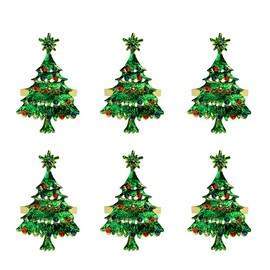 Getfitsoo Christmas Tree Napkin Rings, Napkin Holder for Wedding Christmas Party Dinner Table Decor 6 Pcs (Green Christmas Tree)