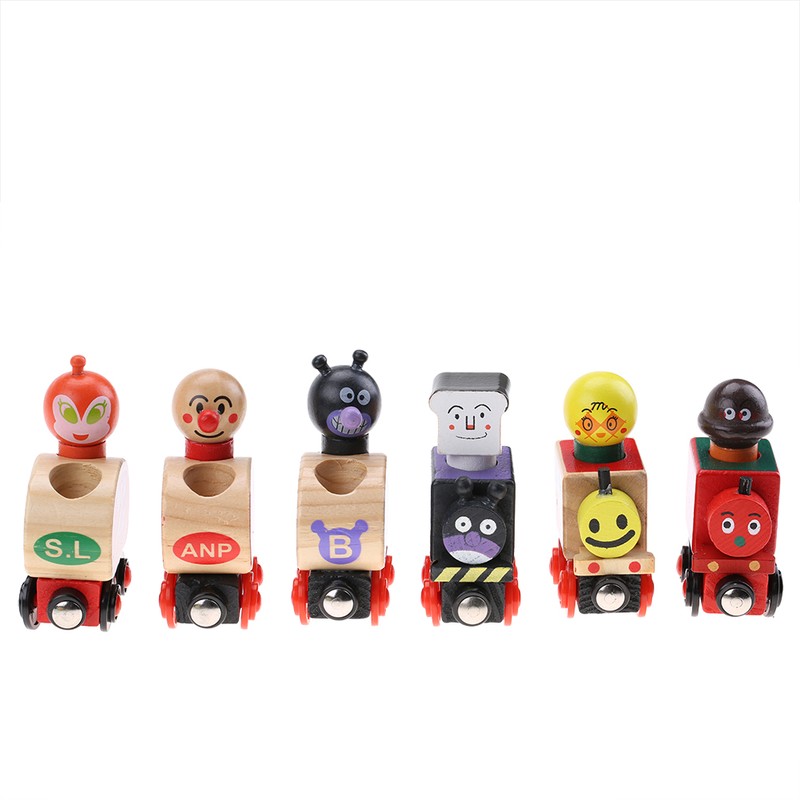 Mini Wooden Magnetic Train Set Cartoon Vehicle Blocks Children Educational