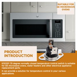 Anvpkun KSD201 70 Degree Normally Closed Thermal Fuse, Thermostat Fuse, Thermostat, Limiter Temperature Switch Suitable for GE Microwave Ovens Replacement Parts