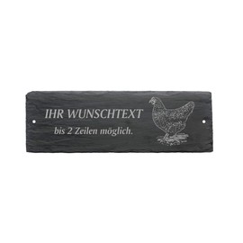 Door Sign Black Chicken with Desired Text Slate 22 x 8 cm