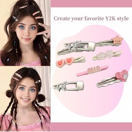 fdsmall Pink Y2K Hair Clips for Women Dopamine Metal Star Heart-Shaped Flower Hairpins Non-Slip Hair Barrettes Accessories