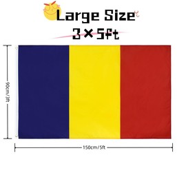 3x5 Ft (90 X 150cm) Romanian Flag Large Flag of Romania with 2 Brass Grommets Romania National Flag For Party Festival Procession Celebration Sport Activities Garden Home Indoor Outdoor Decoration