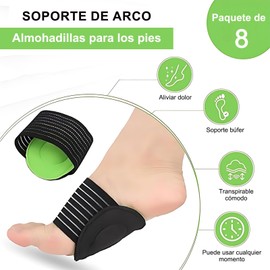 8 Piezas Arco Plantar Apoyo Arco Cojines del Pie, Plantillas para Fascitis Plantar, Alivian el Dolor de Pies y el Colapso del Arco, Adecuadas para Fascitis Plantar y Pies Planos