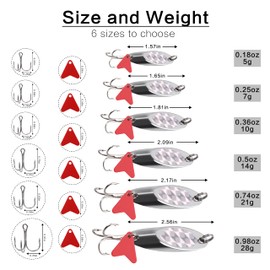 SHADDOCK 10pcs/lot Metal Fishing Lures Spoon Spinner Baits Fishing Spinnerbait Salmon Trout Minnow Lure Baits With Treble Hooks (20g-10pcs)