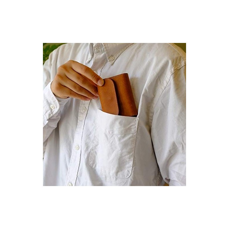 LITSTA Tiny Wallet, Ultra Small, Compact, Italian Leather, Pueblo, Camel