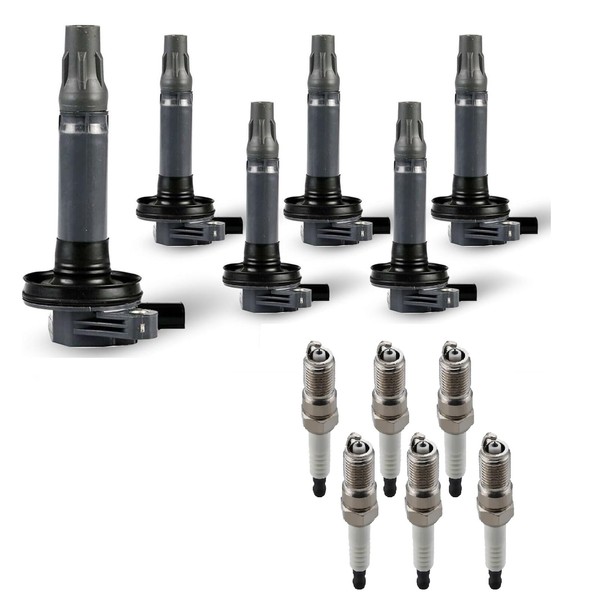 HIKARU PARTS 6pcs Ignition Coil Pack and Spark Plugs Compatible