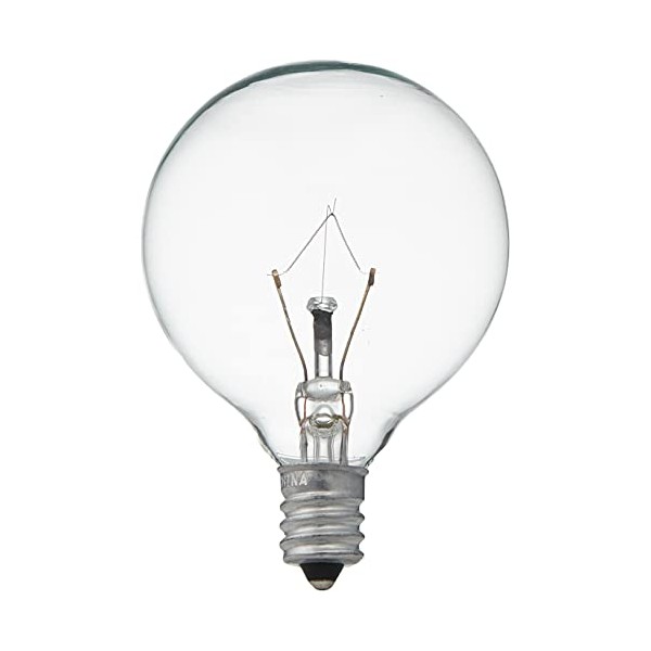 Sylvania Incandescent 25W G16.5 Décor Globe Light Bulb, E12 Candelabra Base, Clear Finish 2850K Warm White, 6 Pack