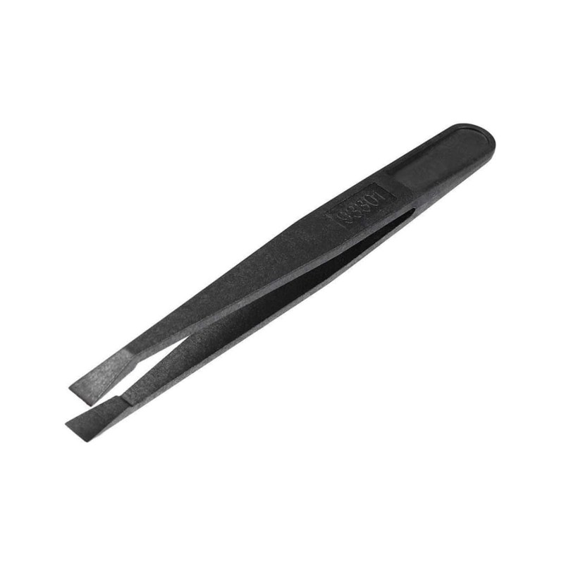 QLXHBOT Black Plastic Slant Flat Tip Anti-static Tweezers 4.7 Inch