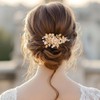 Foyte Bridal Flower Hair Clip Gold Leaf Hair Comb Pearl
