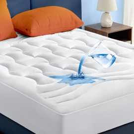 Bedsure California King Mattress Protector Waterproof - Quilted Fitted Cal King Mattress Pad Topper with 8-21 Inches Deep Pocket, Soft Bed Cover Padded, Machine Washable, White,72x84 Inches