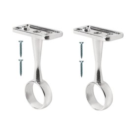 TERF® Polished Chrome Ceiling-Mount Bracket for Up to 25mm Diameter Curtain Pole Wall Mount Rod Holder Closet Wardrobe Bracket Shower Curtain Rod Pipe Bracket with Fixing - Pack of 2