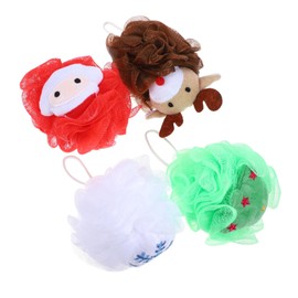 FOMIYES Bath Supply 4 Pack Christmas Bath Balls Loofahs Exfoliating Body Scrubbers for Shower
