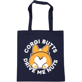 Hippowarehouse Corgi Butts Drive Me Nuts Tote Shopping Gym Beach Bag 42cm x38cm, 10 litres