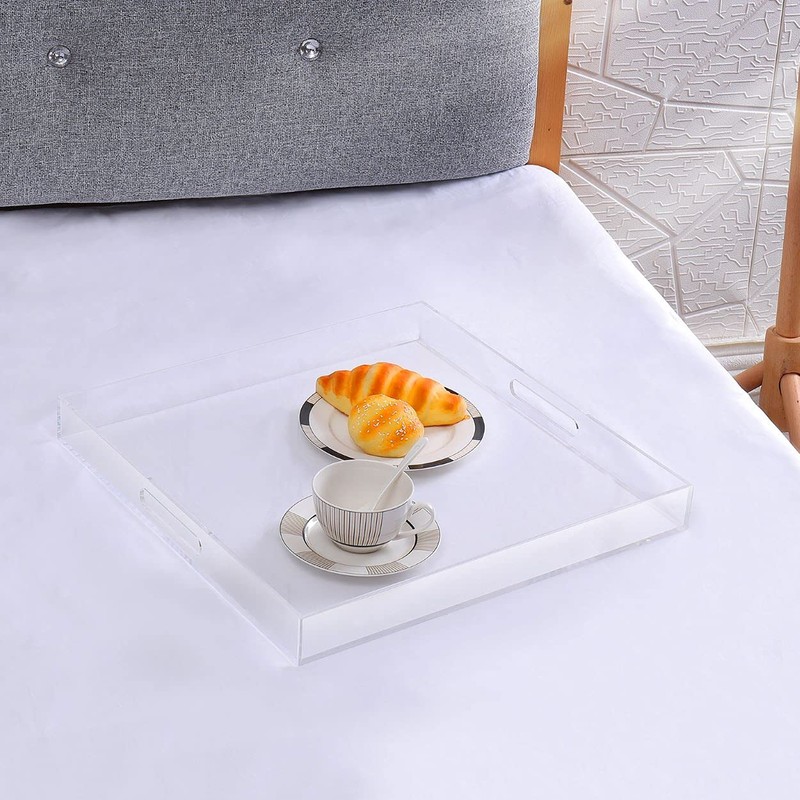 ATOZONE Extra Large Clear Modern Acrylic Ottoman Tray with Cutout