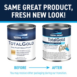TotalBoat TotalGold Gold Enamel Metallic Paint for Boats, Sign Lettering, and Indoor/Outdoor Decor, UV & Tarnish Resistance, Pint