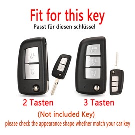 HIBEYO Smart Car Key Case Fits Nissan Protective Case Key Cover TPU for Nissan Qashqai J11 Micra Pulsar Rogue Keychain Key Fob Flip 2 Buttons (Red)