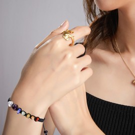 JSDDE 7 Chakra Bracelet Healing Stones Bead Bracelet Braided Adjustable Gemstones Bracelet Lucky Charm Jewellery for Men and Women, Gemstone