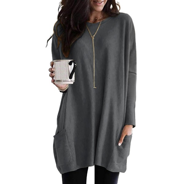SENSERISE Womens Long Sleeve Long Tunic Tops for Leggings with