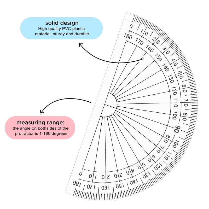 Zonon 2 Pcs 6 Inch 4 Inch Plastic Protractor Math