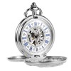 TREEWETO Mens Antique Skeleton Mechanical Silver Pocket Watch Dragon Hollow