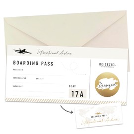 KOKO&LORA® Boarding Pass, Travel Voucher for Self-Labelling with Scratch Sticker, Blank Voucher for Holidays