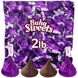 Hershey’s Kisses Dark Chocolate Candy for Special Melt-in-Your-Mouth Indulgence, Individually Wrapped in Purple Foils Mildly Sweet Dark Chocolate Treat Bulk Pack Sharing Size for Party Favors, 2lb