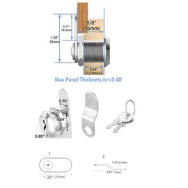 Cabinet Cam Locks Keyed Alike, 5/8 inch Toolbox Lock, Cabinet, Desk Drawers Cam Lock Replacement for Trailer, RV Boxes, Mailboxes