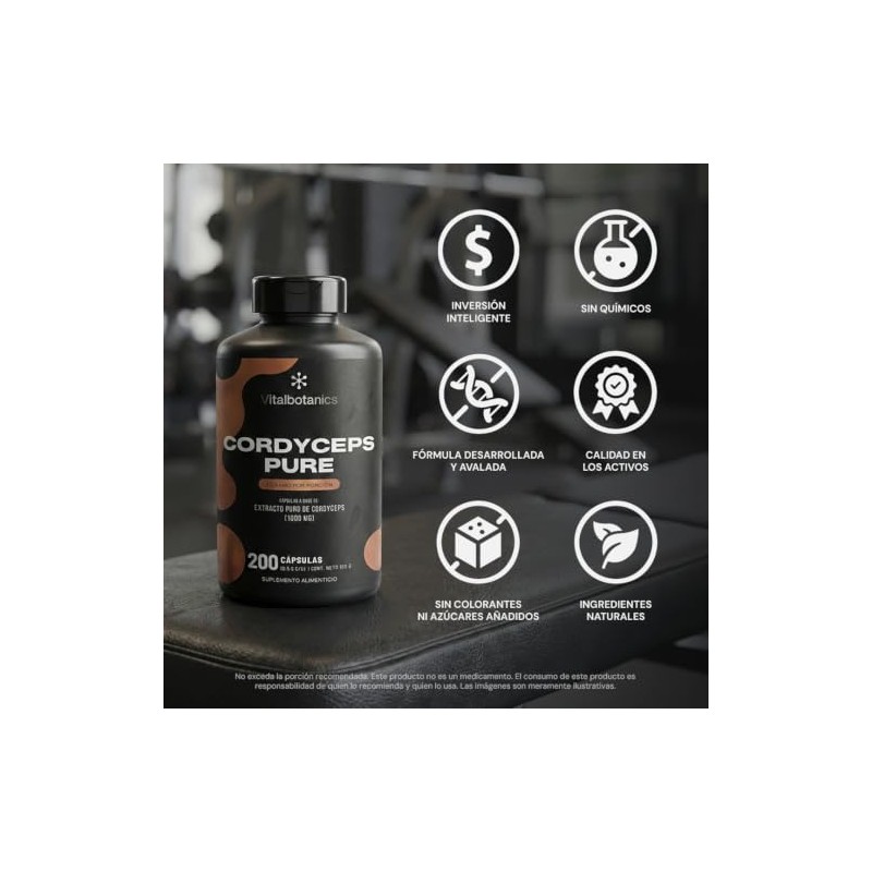 Vital Botanics Mega Cordyceps 100% Puro - Hongo Adaptógeno