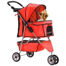 HCY Dog Stroller, Pet Stroller Wheels Carrier Strolling Cart Travel Folding Cart for Puppy Small-Medium Dog, Cat (Red)