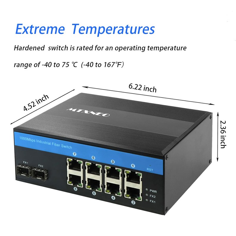 Network Switch 10 Port Gigabit Industrial Switch with 2 SFP