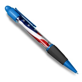 1 x Blue Ballpoint Pen (Black Ink) - American Flying Flag USA US #15623