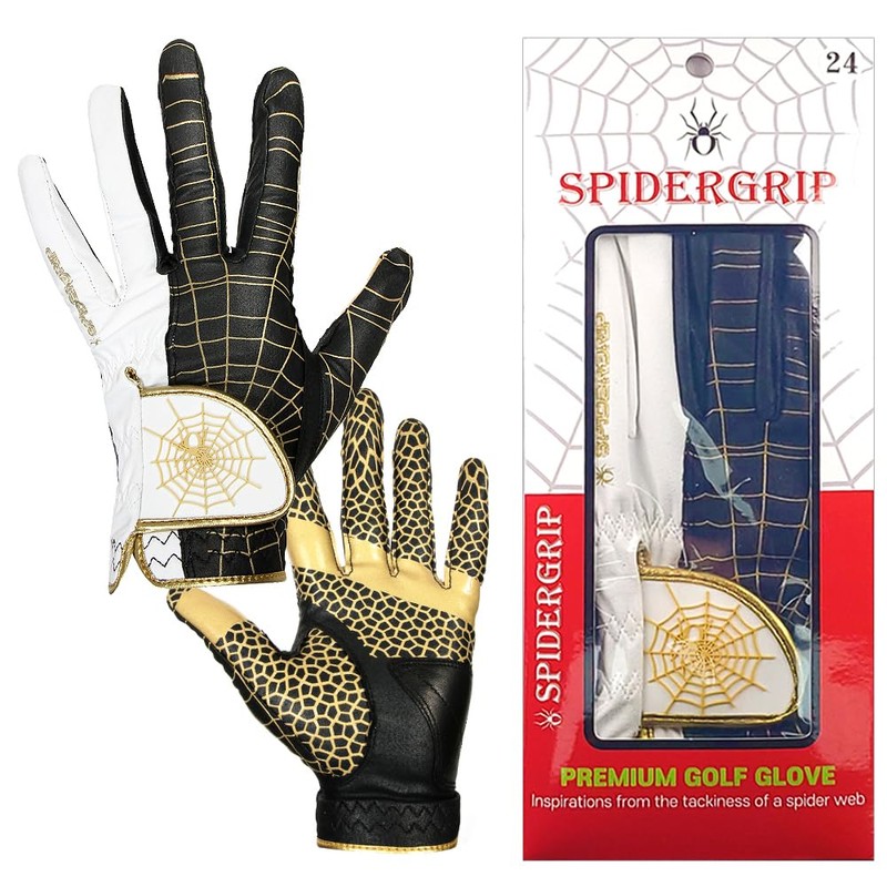SpiderGrip Golf Glove Men's Left Hand - Gold/SpiderGrip Nonslip Golf