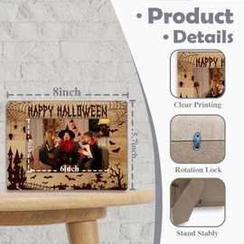 CBFEBCBST Happy Halloween Picture Frame Halloween Horror Photo Frame 4x6 Wooden Picture Frame with Stand, Photo Tabletop Display & Home Décor - A01