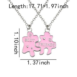 Best Friends Necklaces for 2 Girls Sister Chritsmas Birthday Gifts for Women Bestie Pink Puzzle Necklace Set for Teen Girls Friendship Pendant Necklace Gift for Bestie Best Friend Forever Gifts